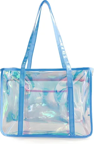 ONEART Holographic Clear Tote Bags, Waterproof Shoulder Bag, Clear Tote Bag with Zipper, Unisex Handbag