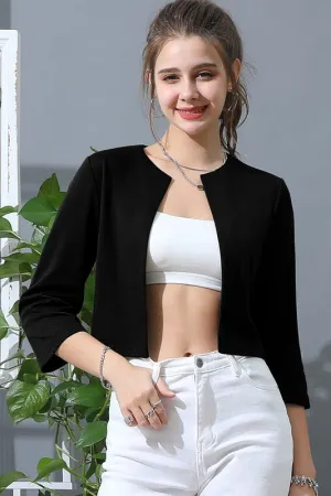 Open Front Cropped Blazer