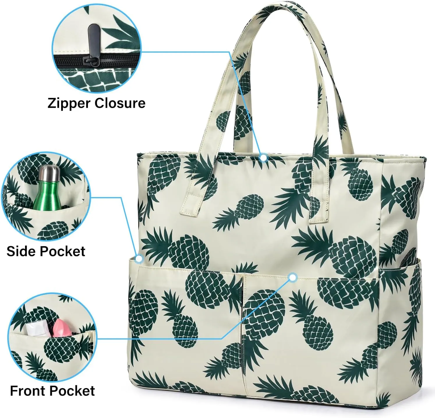 oscaurt Beach Bags for Women Large Waterproof Sandproof Beach Tote Swim Pool Bag with Zipper for Travel Vacation Essentials