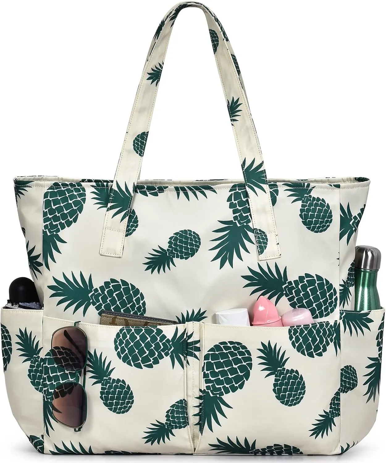 oscaurt Beach Bags for Women Large Waterproof Sandproof Beach Tote Swim Pool Bag with Zipper for Travel Vacation Essentials