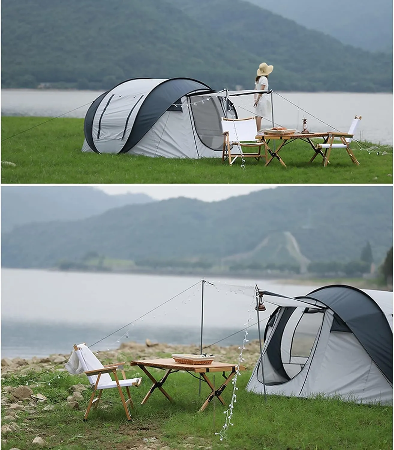 Outdoor Camping Thickened Rain-Proof Automatic Park Beach Picnic Portable Foldable Quick-Open Camping Tent Hopeful, 280*200*120CM