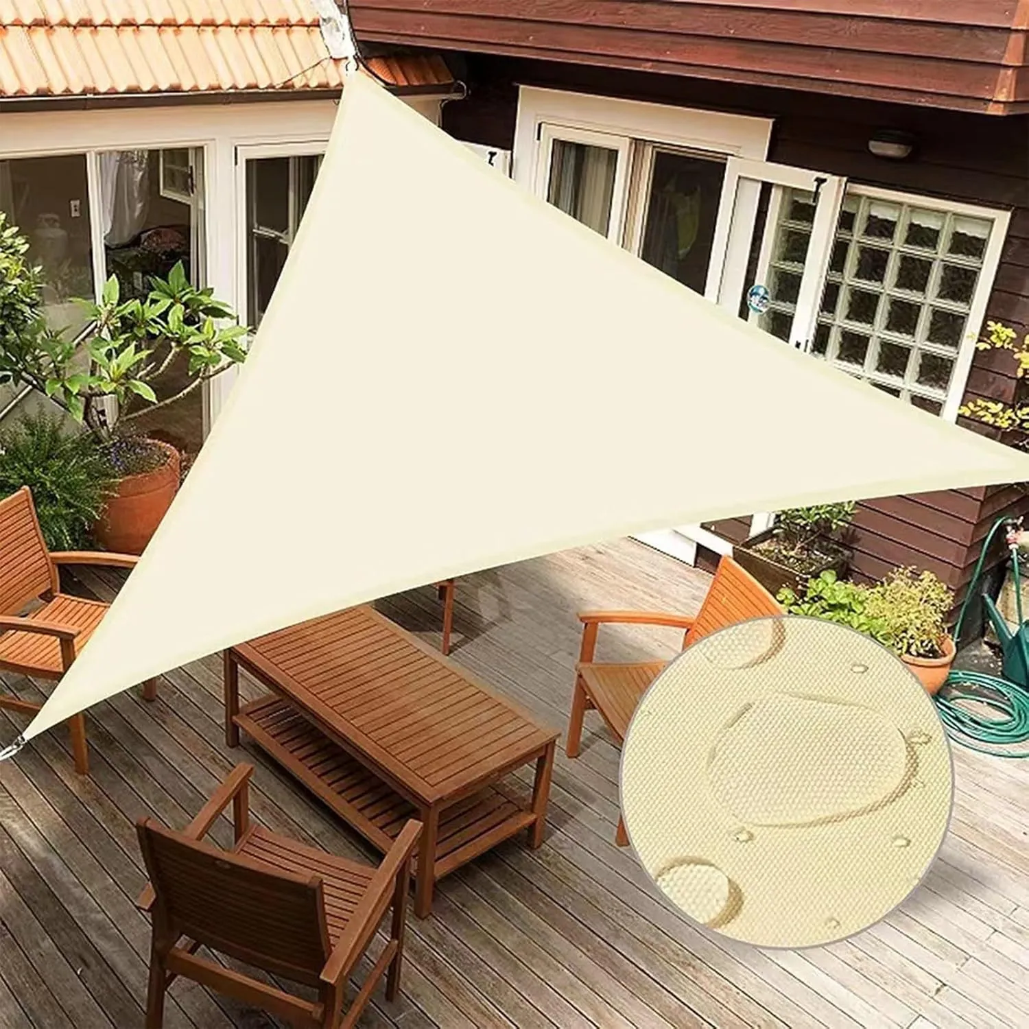 Outdoor Sun Shade Sail, Shade Canopy UV Block, Waterproof Shade Cloth, Triangle Shade Cover, Shade Net With Grommets, Patio Sun Block Net, For Garden, Backyard, Deck, Greenhouse(White,177.1x177.1x177.