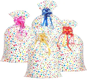 Outus 8 Pcs Extra Large Gift Bags 36'' x 48'' Oversized Plastic Storage Bags with Pull Flowers Jumbo Wrapping Pack for Presents Birthday Party Bridal Showers Baby Showers