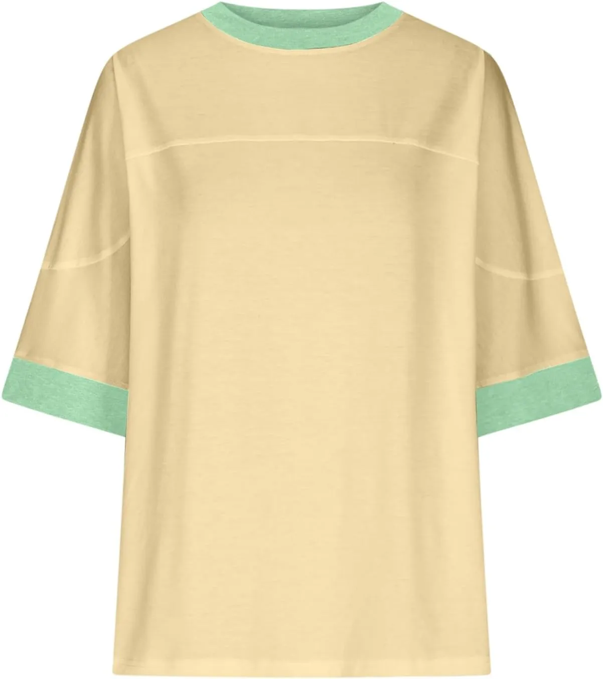 Oversized Crop Tops for Women Round Neck Elbow Sleeve Summer Tops for Women 2024 Loose Fit Plus Size Tunic Tops