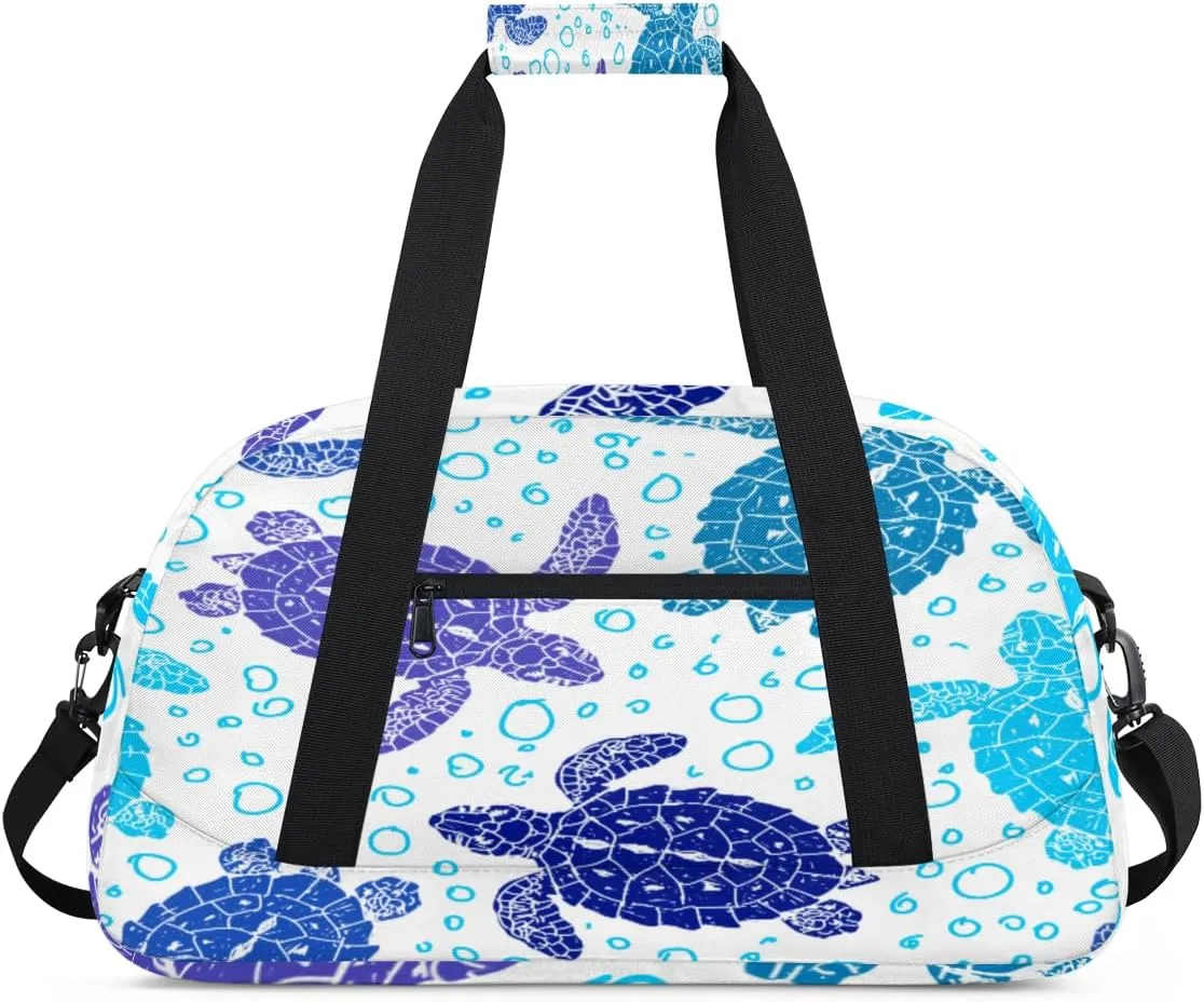 Painted Turtle Gym Duffel Bag for Men Women Animal Turtle Sports Tote Bag with Adjustable Shoulder Strap for Dance Gymnastics Traveling Outdoor Camping Overnight Stay