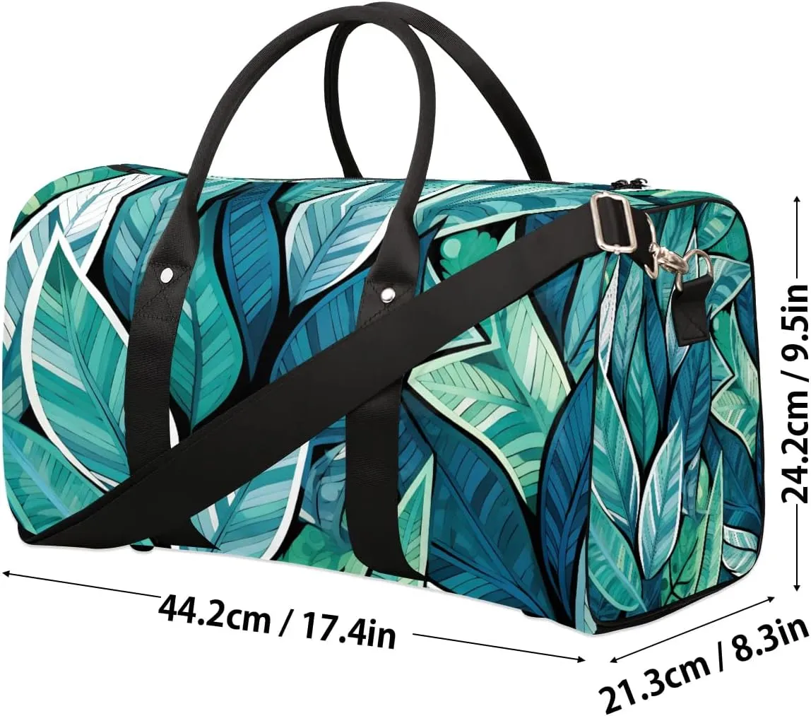 Palm Leaves Travel Duffel Bag for Women Men Tropical Leaf Waterproof Foldable Overnight Weekender Bag Large Capacity Sports Gym Bag