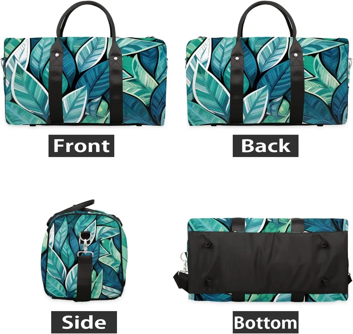 Palm Leaves Travel Duffel Bag for Women Men Tropical Leaf Waterproof Foldable Overnight Weekender Bag Large Capacity Sports Gym Bag