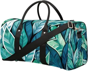 Palm Leaves Travel Duffel Bag for Women Men Tropical Leaf Waterproof Foldable Overnight Weekender Bag Large Capacity Sports Gym Bag