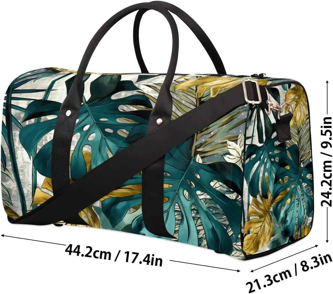 Palm Tree Leaf Travel Duffel Bag for Women Men Waterproof Foldable Overnight Weekender Bag Large Capacity Sports Gym Bag