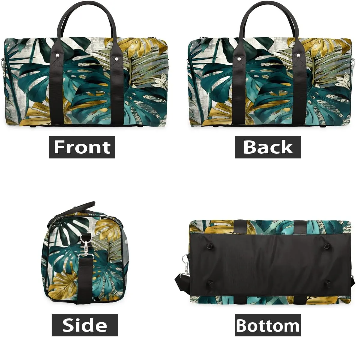 Palm Tree Leaf Travel Duffel Bag for Women Men Waterproof Foldable Overnight Weekender Bag Large Capacity Sports Gym Bag