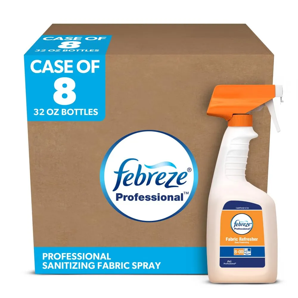 P&G Professional - PGC03259 Fabric Refresher Odor Eliminator by Febreze Professional, Bulk Deep Penetrating Refill for Fabrics in Hotels, Restaurants and Businesses, Fresh Clean Scent, 32 oz. (Case of 8) - 10037000032592