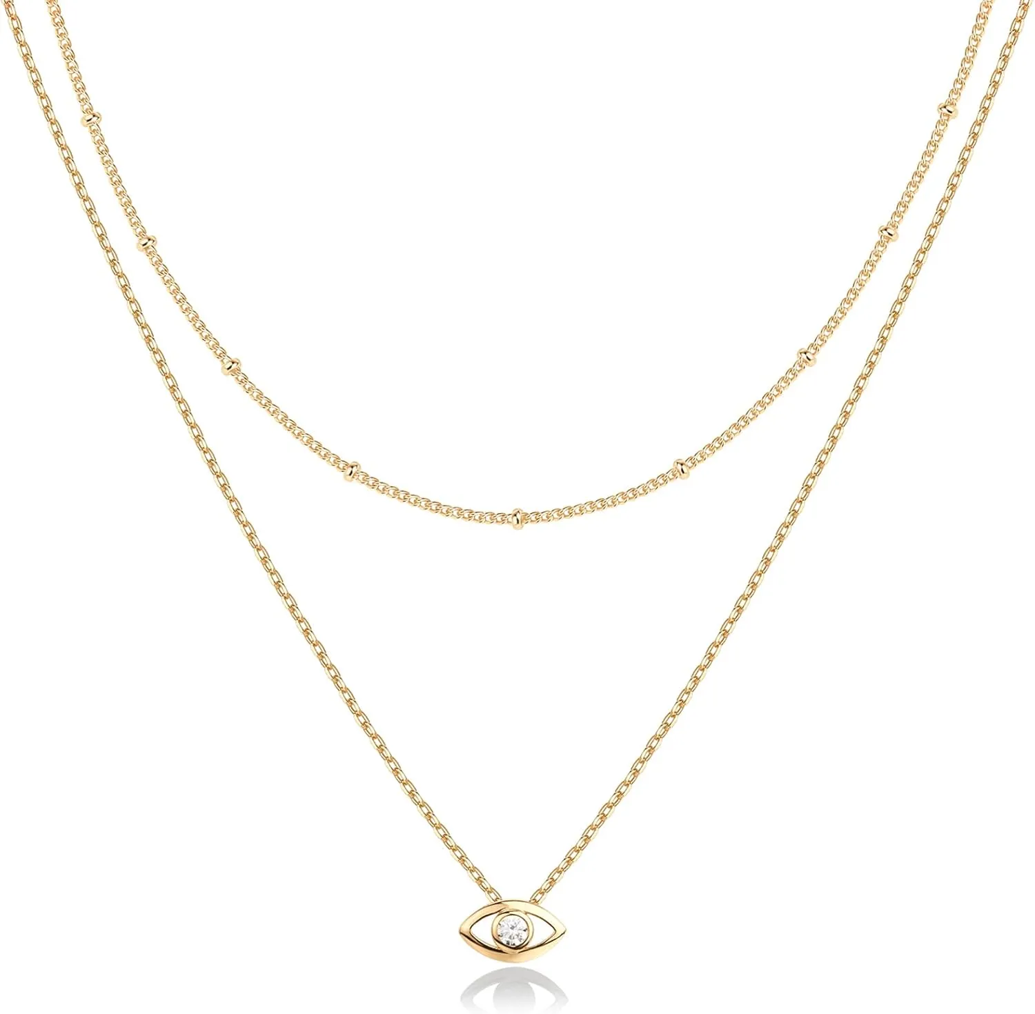 PAVOI 14K Gold Plated Layering Necklaces | Stylish Minimalist Design Pendant Necklaces | Butterfly, Heart, Lock, Evil Eye, Coin, Lightning Bolt, Circle, Cross Pendants for Women
