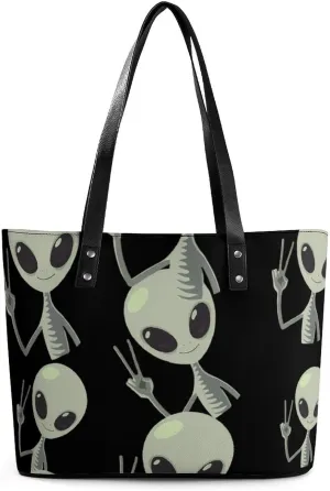Peace Printed Women's Tote Shoulder Bag Handbag Top Handle Leather 29 * 34 * 14cm