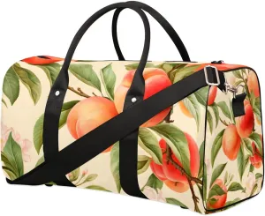 Peach Fruit Travel Duffel Bag for Women Men Waterproof Foldable Overnight Weekender Bag Large Capacity Sports Gym Bag