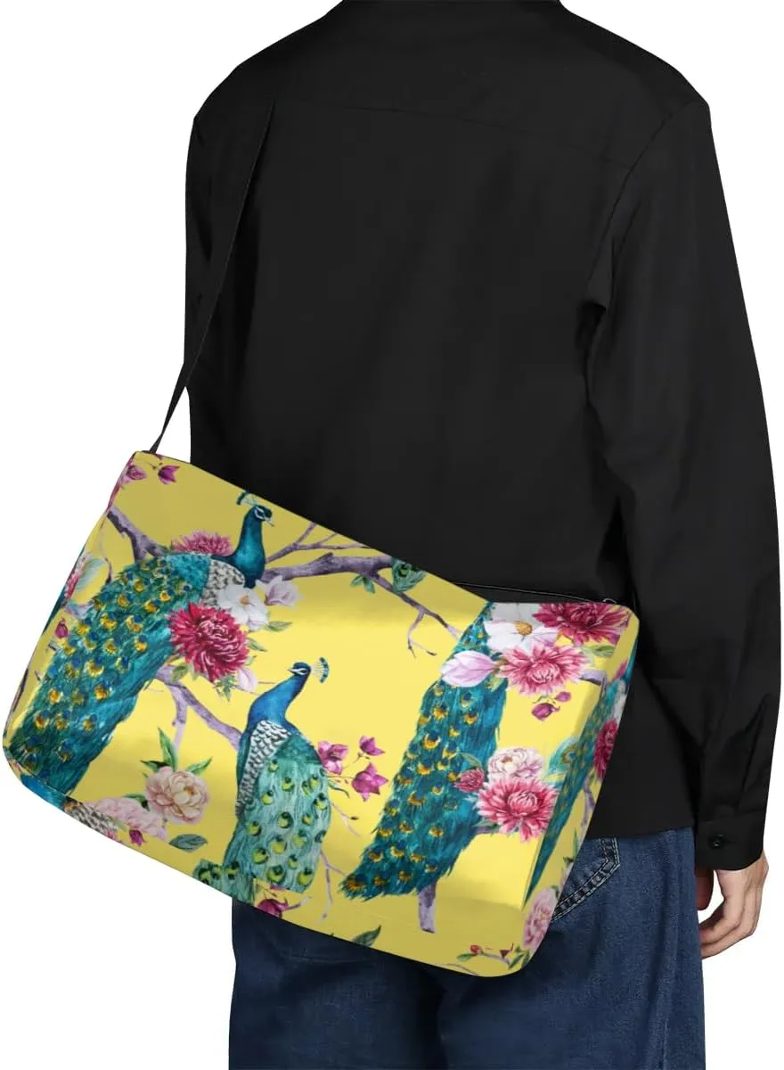 Peacock Peony Small Gym Bag for Men Women Workout Sport Duffle Bag Waterproof Weekender Overnight Bag Lightweight Carry on Tote Bag Crossbody Shoulder Travel Bag for Swim Yoge Dance