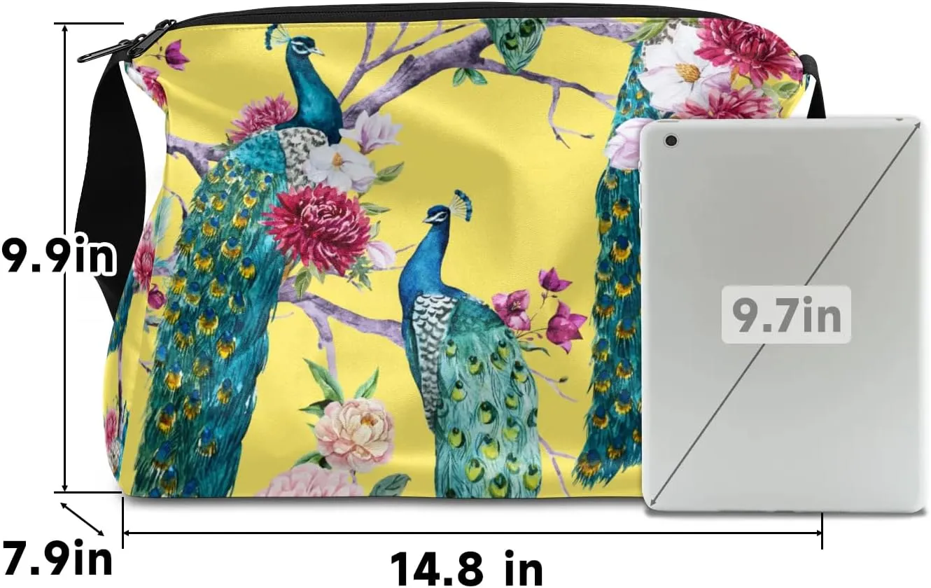 Peacock Peony Small Gym Bag for Men Women Workout Sport Duffle Bag Waterproof Weekender Overnight Bag Lightweight Carry on Tote Bag Crossbody Shoulder Travel Bag for Swim Yoge Dance