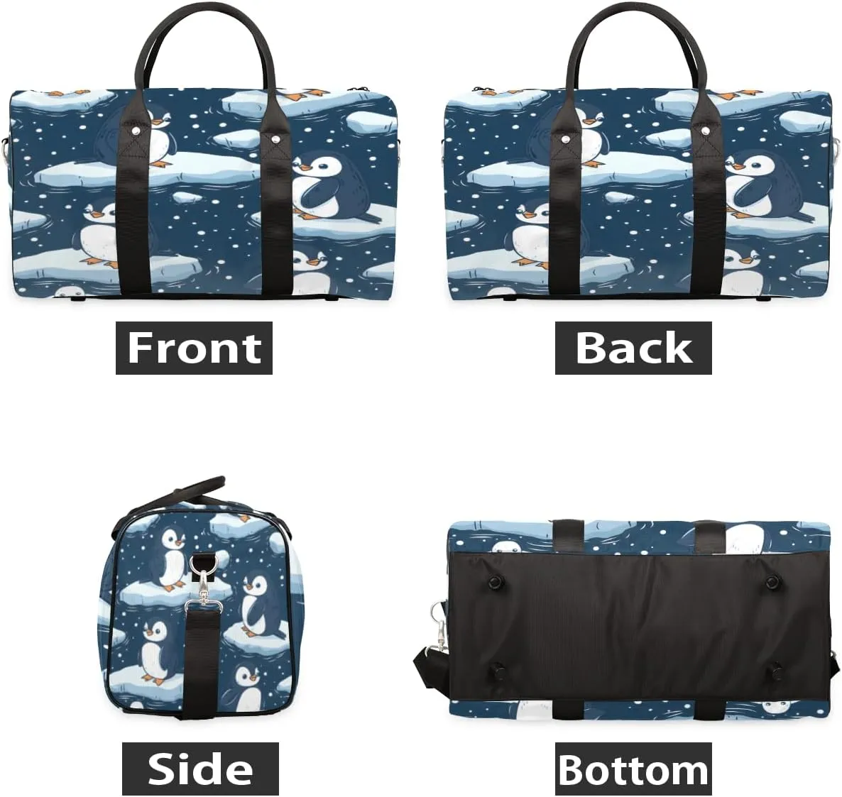 Penguin Travel Duffle Bag, Sports Gym Bags for Women Men, Carry On Weekender Overnight Bag, Cute Animal Workout Hospital Airplane Trips Bag