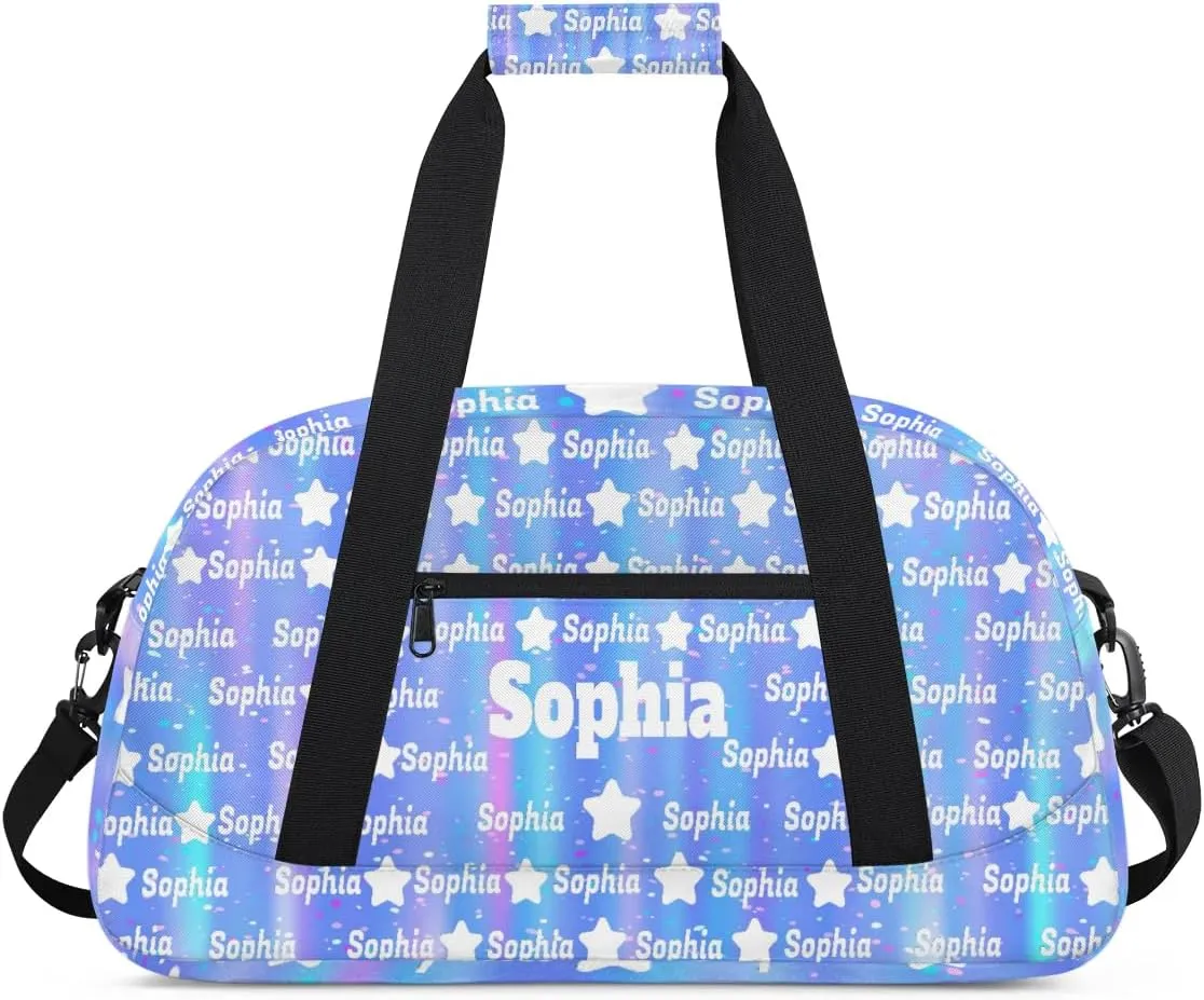 Personalized Ballet Dance Bag Name, Ballet Bag Girl Sport Duffel Bag,Gradient Blue Purple Name Ranked Customize Travel Duffle Bag with Name Overnight Weekender Bag Perform Bag