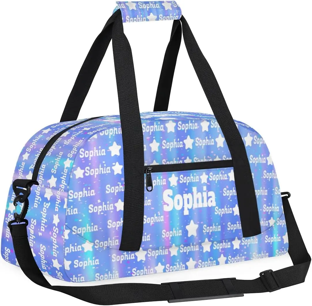 Personalized Ballet Dance Bag Name, Ballet Bag Girl Sport Duffel Bag,Gradient Blue Purple Name Ranked Customize Travel Duffle Bag with Name Overnight Weekender Bag Perform Bag