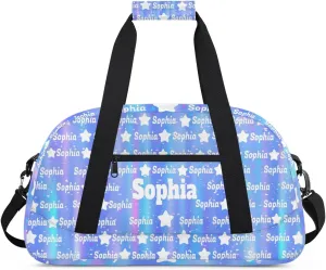 Personalized Ballet Dance Bag Name, Ballet Bag Girl Sport Duffel Bag,Gradient Blue Purple Name Ranked Customize Travel Duffle Bag with Name Overnight Weekender Bag Perform Bag