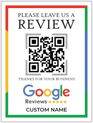 Personalized Business Leave a Review Sign, Custom QR Code Display, Google Review, QR Code Social Media, Business, Payment Sign, VP3627