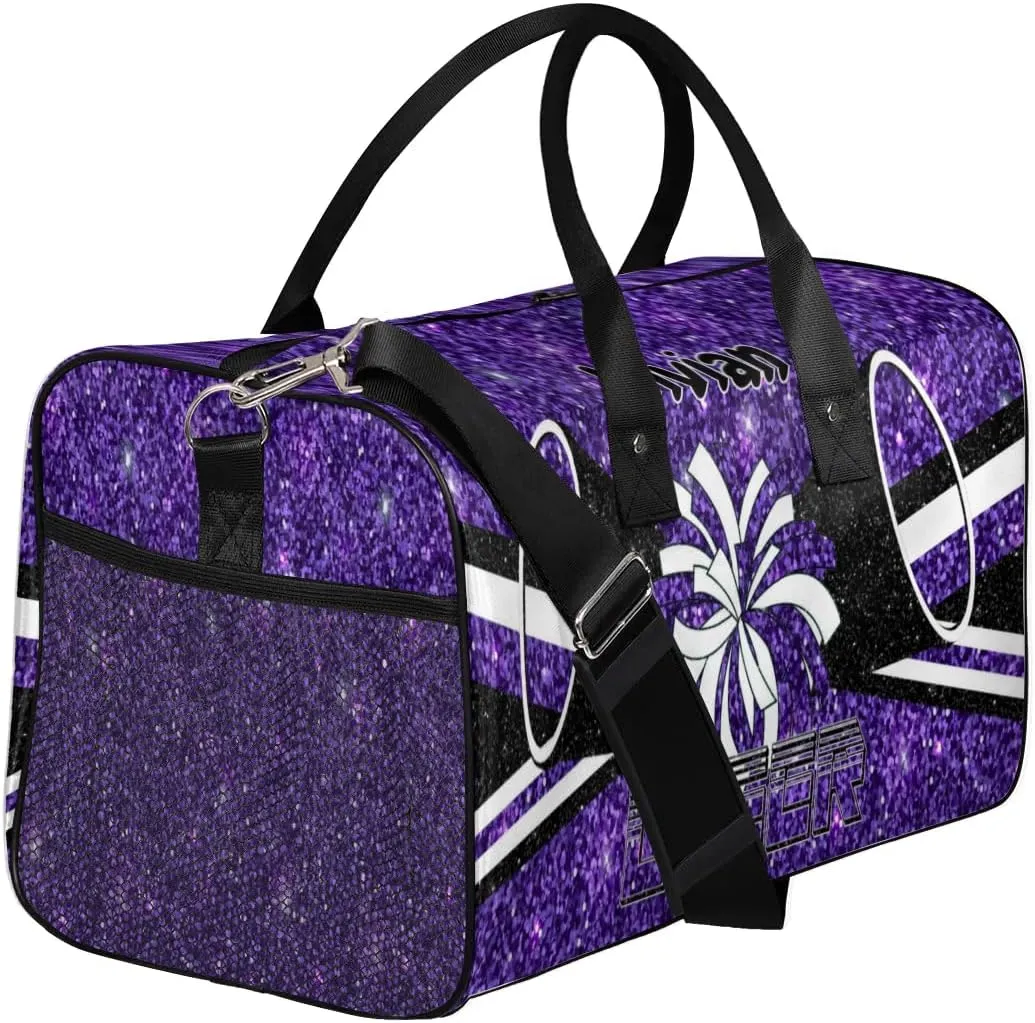 Personalized Cheerleader Cheer Bag for Women, Custom Name Sport Duffel Bag Custom Travel Overnight Weekender Bags, Personalized Gifts Deep Purple