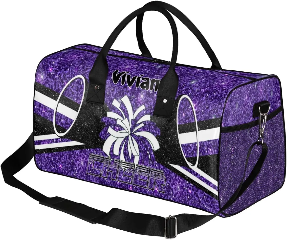 Personalized Cheerleader Cheer Bag for Women, Custom Name Sport Duffel Bag Custom Travel Overnight Weekender Bags, Personalized Gifts Deep Purple