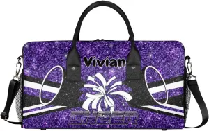 Personalized Cheerleader Cheer Bag for Women, Custom Name Sport Duffel Bag Custom Travel Overnight Weekender Bags, Personalized Gifts Deep Purple