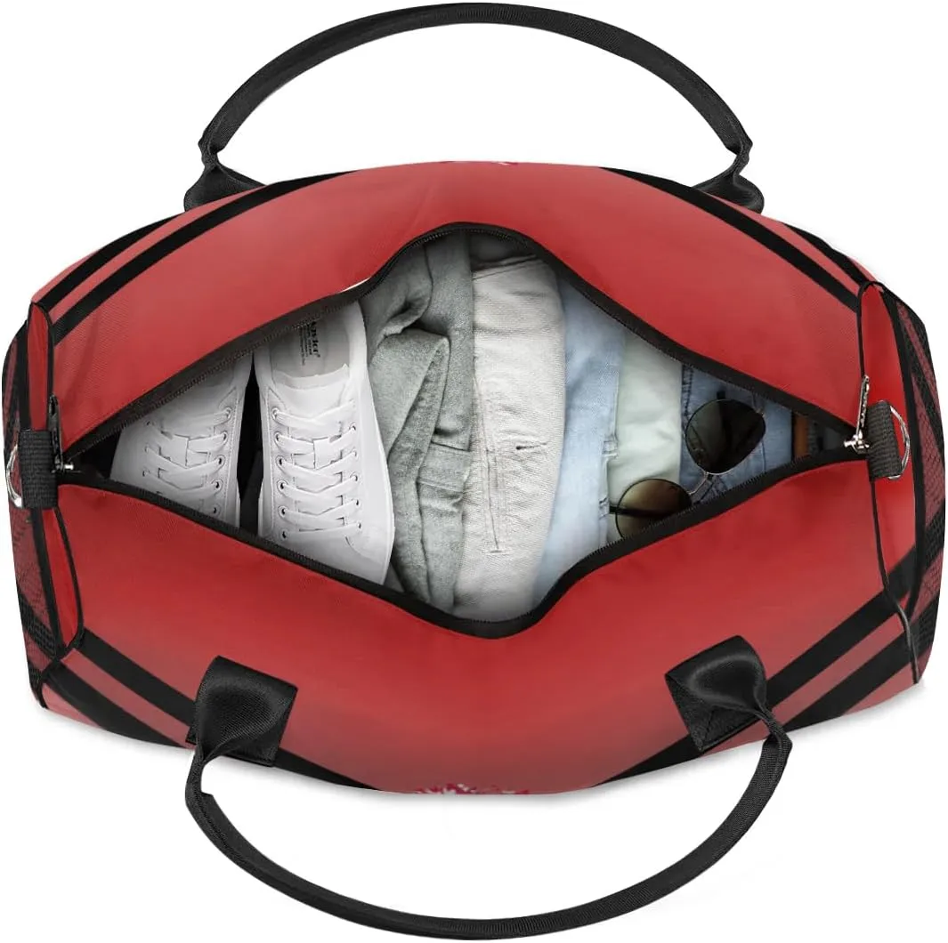 Personalized Cheerleader Cheer Bag for Women, Sport Duffel Bag with Name Customized Travel Overnight Weekender Bags, Deep Red Gradient Cheerleader Silhouette