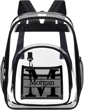 Personalized Clear Backpack with Name Custom Clear Bookbag Customized Any Text PVC Heavy Duty Transparent Backpack, Gifts