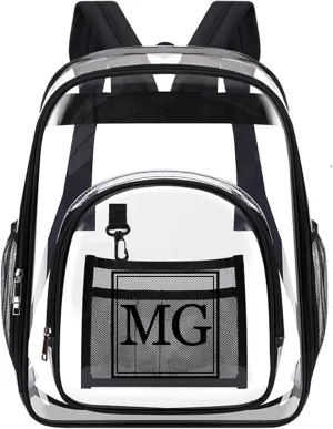 Personalized Clear Backpack with Name Custom Clear Bookbag Customized Any Text PVC Heavy Duty Transparent Backpack, Gifts