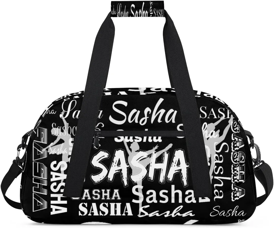 Personalized Dance Bag Duffel Bag for Women, Custom Gym Bag Sport Duffel Bag, Ballet Bag Cheerleader Weekender Bags Travel Bag for Ballet, Black