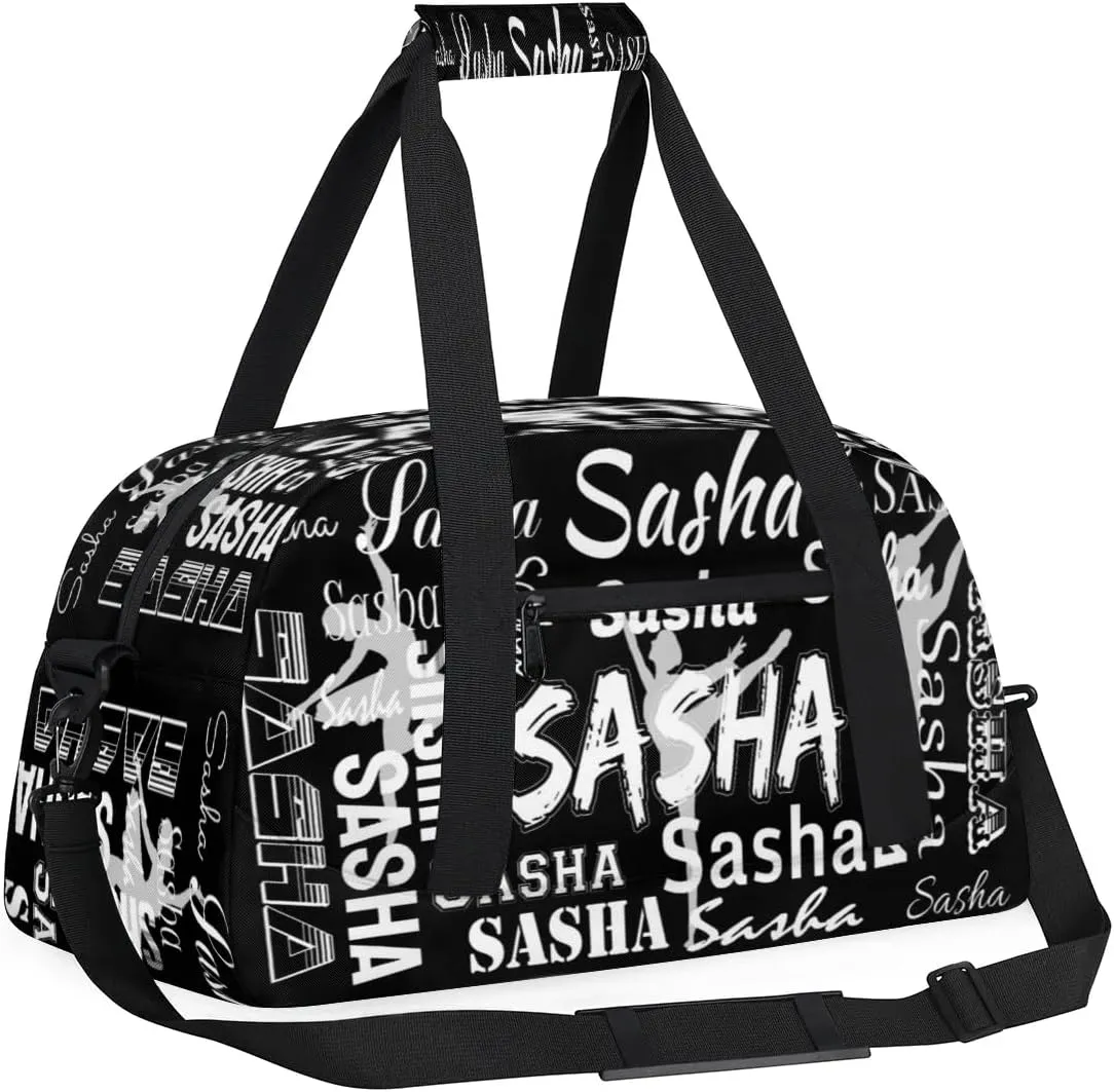 Personalized Dance Bag Duffel Bag for Women, Custom Gym Bag Sport Duffel Bag, Ballet Bag Cheerleader Weekender Bags Travel Bag for Ballet, Black
