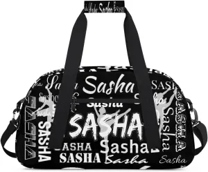 Personalized Dance Bag Duffel Bag for Women, Custom Gym Bag Sport Duffel Bag, Ballet Bag Cheerleader Weekender Bags Travel Bag for Ballet, Black