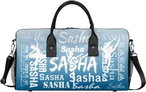Personalized Dance Ballet Bag Sports Duffle Bags with Name, Custom Gym Bag for Women, Weekender Bags for Gymnastic Cheerleaders, Blue Gradient