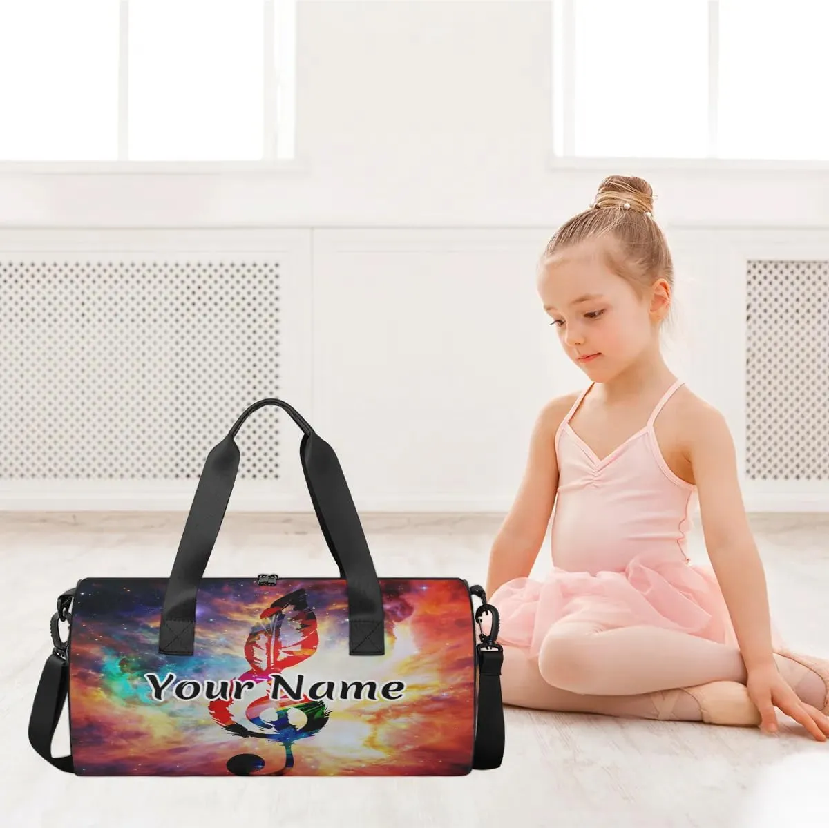 Personalized Duffel Bag for Women, Custom Colorful Music Gym Bag for Sports, Waterproof Dance Bag with Name, Lightweight Carryon Gym Bag, Music