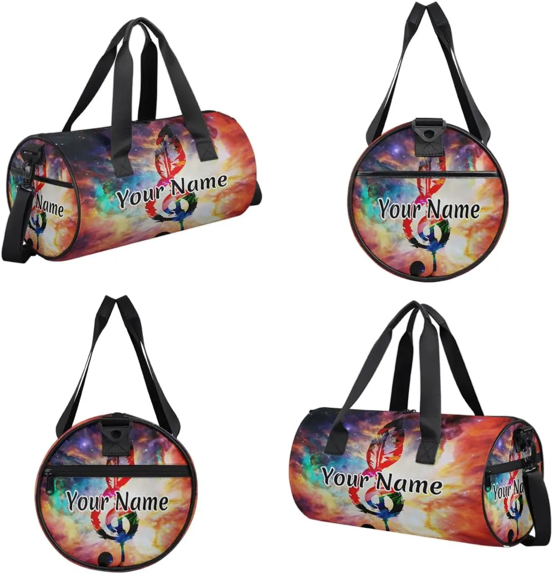 Personalized Duffel Bag for Women, Custom Colorful Music Gym Bag for Sports, Waterproof Dance Bag with Name, Lightweight Carryon Gym Bag, Music
