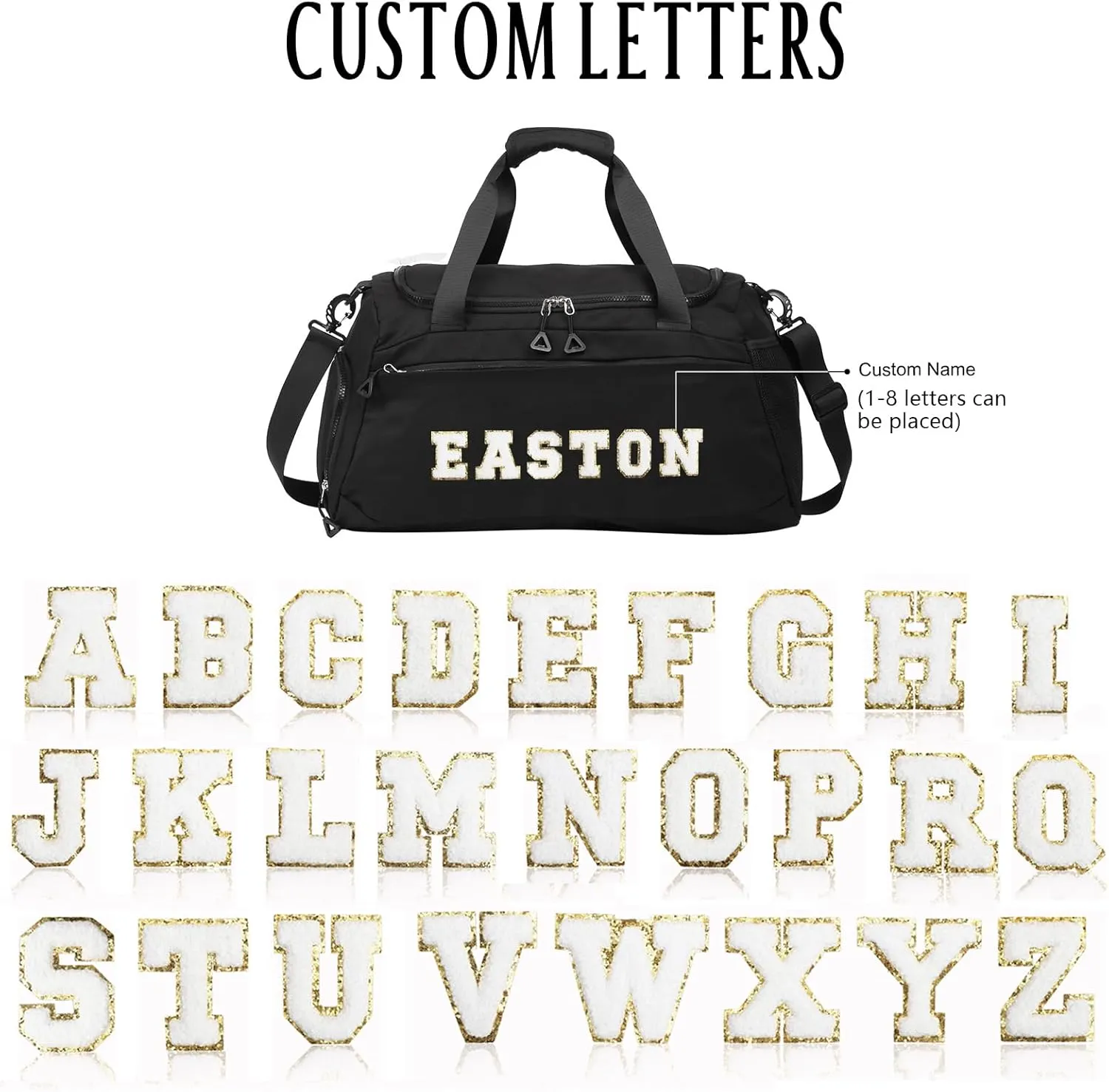 Personalized Duffel Bag with Name | Oxford Cloth Gym Bag with Shoes and Wet Pockets, Sports Bag Weekender Overnight Bag for Traveling for Women Men(Black)