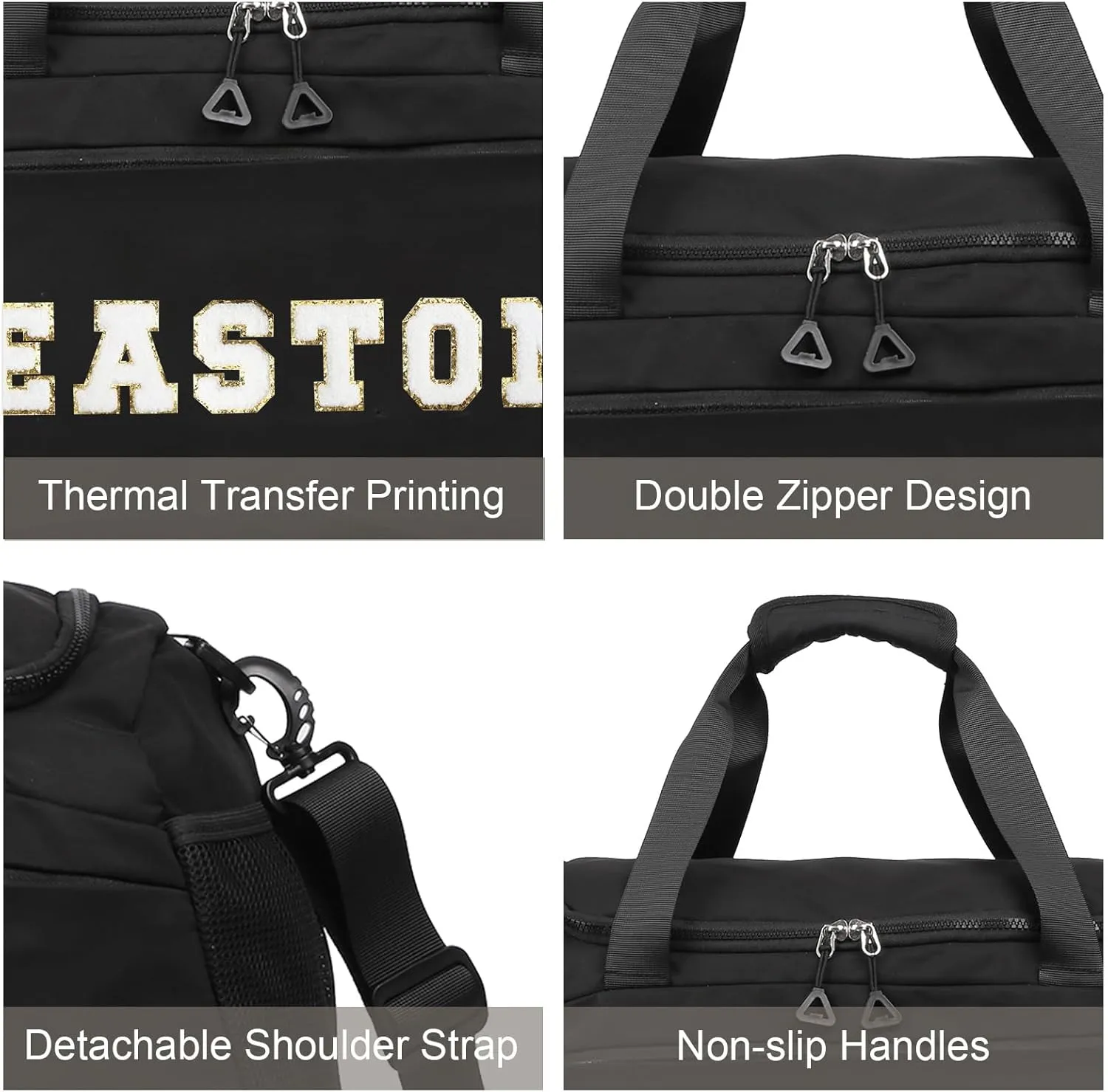 Personalized Duffel Bag with Name | Oxford Cloth Gym Bag with Shoes and Wet Pockets, Sports Bag Weekender Overnight Bag for Traveling for Women Men(Black)