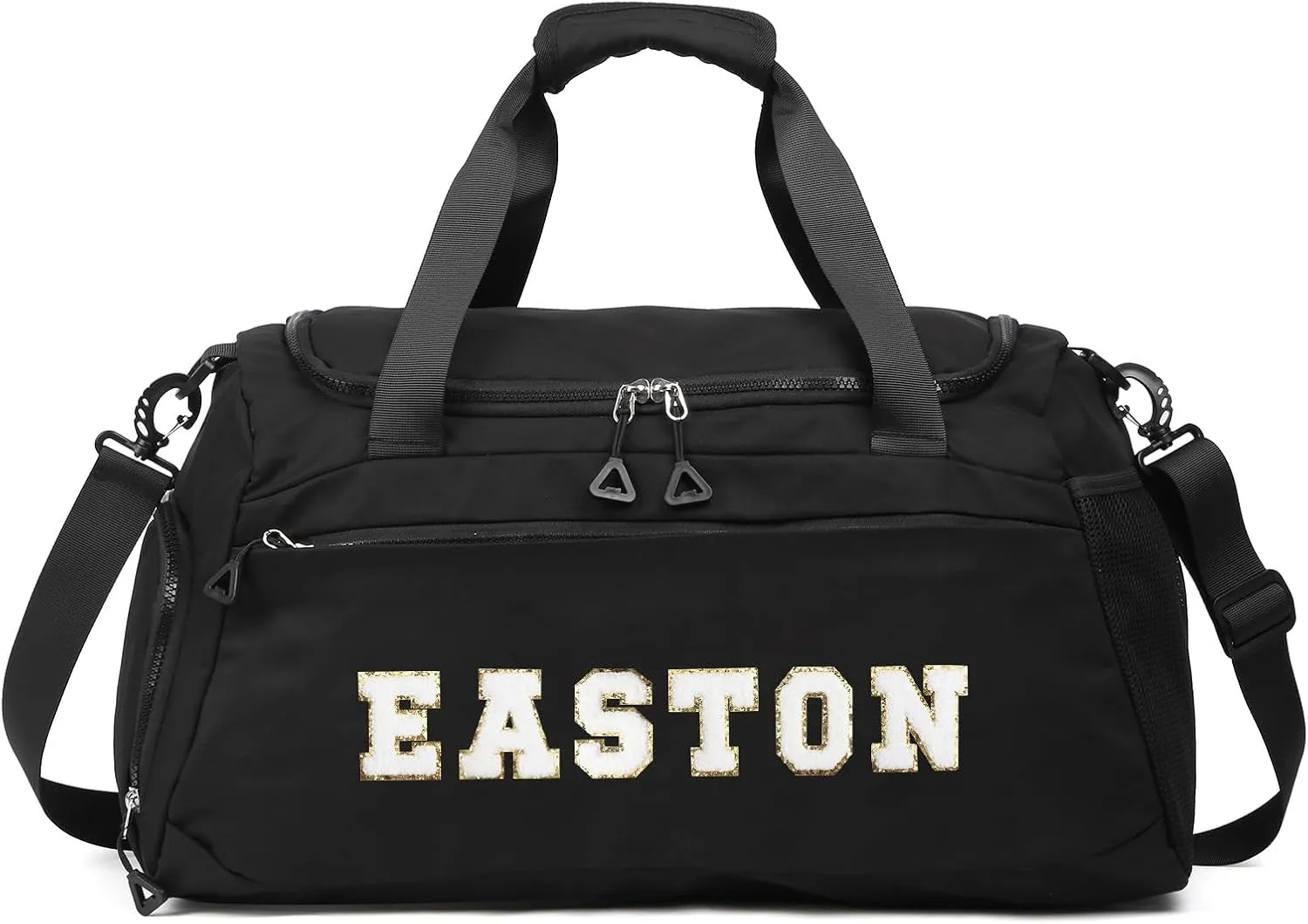 Personalized Duffel Bag with Name | Oxford Cloth Gym Bag with Shoes and Wet Pockets, Sports Bag Weekender Overnight Bag for Traveling for Women Men(Black)