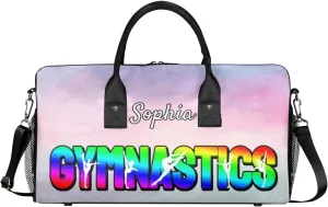 Personalized Gymnastic Bag for Women, Custom Name Sport Duffel Bag Gym Bag Travel Duffle Bag Overnight Weekender Bag, Colourful Prints