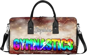 Personalized Gymnastic Bag for Women, Custom Name Sport Duffel Bag Gym Bag Travel Duffle Bag Overnight Weekender Bag, Glitters