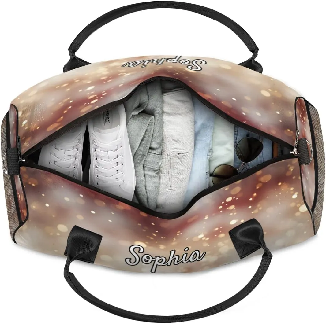 Personalized Gymnastic Bag for Women, Custom Name Sport Duffel Bag Gym Bag Travel Duffle Bag Overnight Weekender Bag, Glitters
