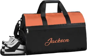 Personalized-Men-Duffel-Bag Travel-Bag for Men Women Custom-Name Luggage Bag Large-Gym-Bag Gym Accessories for Sports Orange Traveling Bag with Shoes Storage