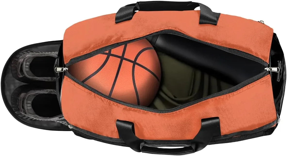 Personalized-Men-Duffel-Bag Travel-Bag for Men Women Custom-Name Luggage Bag Large-Gym-Bag Gym Accessories for Sports Orange Traveling Bag with Shoes Storage