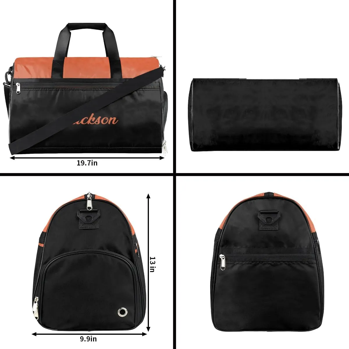 Personalized-Men-Duffel-Bag Travel-Bag for Men Women Custom-Name Luggage Bag Large-Gym-Bag Gym Accessories for Sports Orange Traveling Bag with Shoes Storage