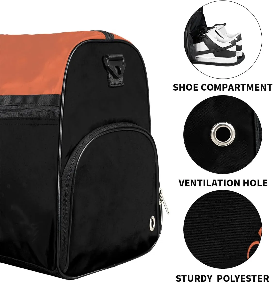 Personalized-Men-Duffel-Bag Travel-Bag for Men Women Custom-Name Luggage Bag Large-Gym-Bag Gym Accessories for Sports Orange Traveling Bag with Shoes Storage