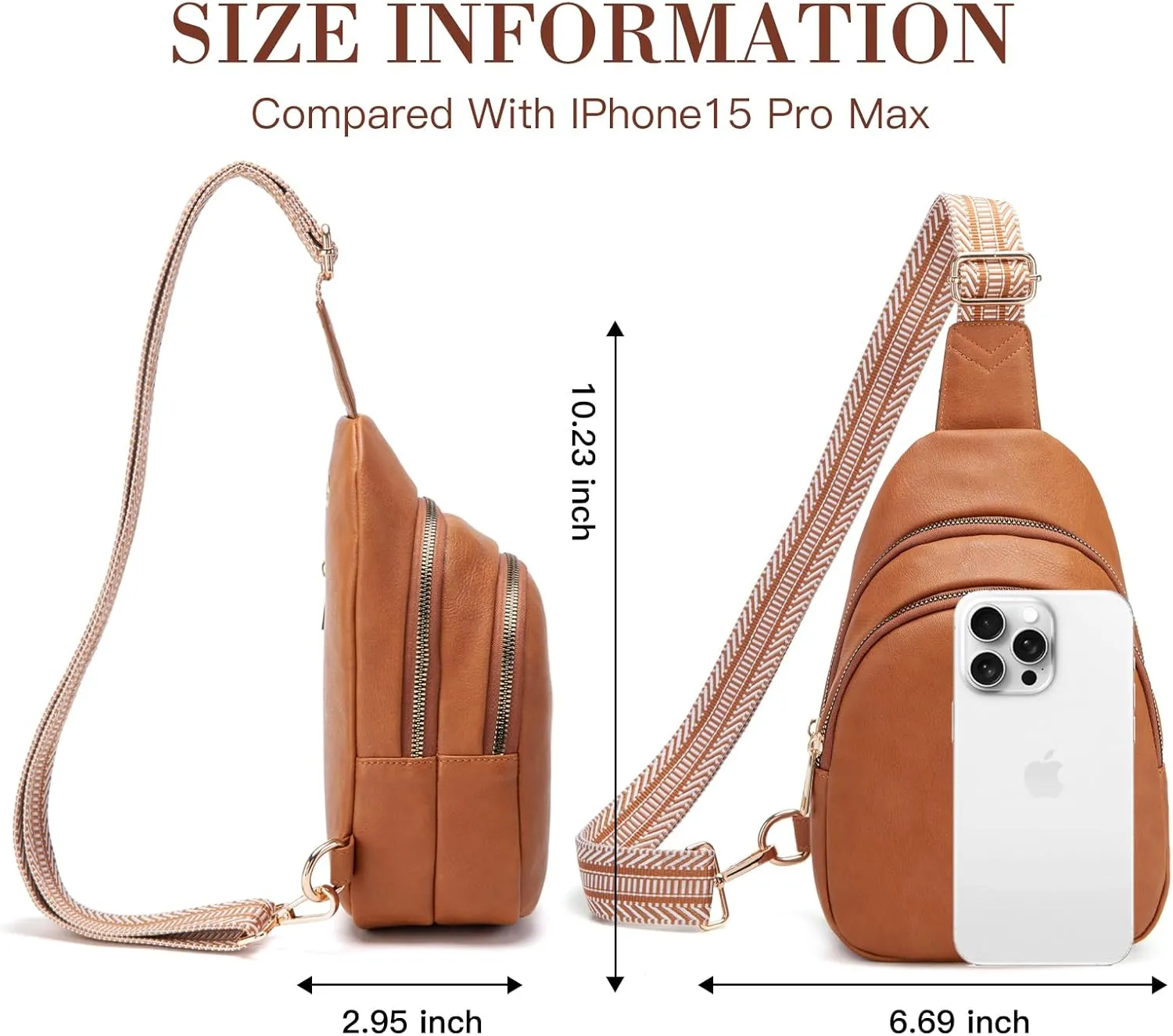 Personalized Mothers Day Gifts Initial Sling Bag PU Crossbody Bags for Women Mother's Day Birthday Gifts for Women Mom Sister Wife (Brown-L)