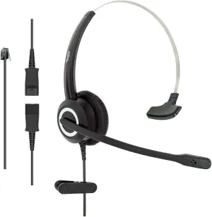 Phone Headset HD Voice Compatible Aastra Allworx AltiGen Digium IPitomy Toshiba Telephones, RJ9 & 3.5 mm Adapter Microphone Noise Cancelling