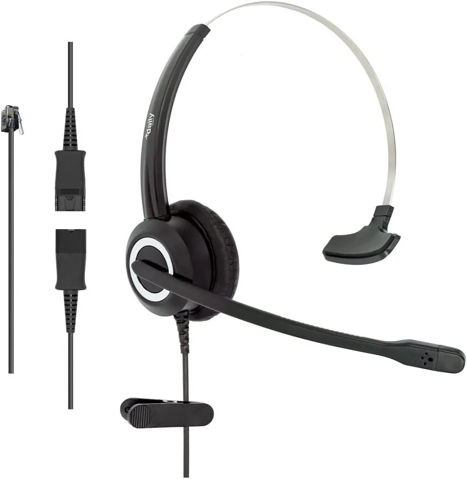 Phone Headset HD Voice Compatible Aastra Allworx AltiGen Digium IPitomy Toshiba Telephones, RJ9 & 3.5 mm Adapter Microphone Noise Cancelling